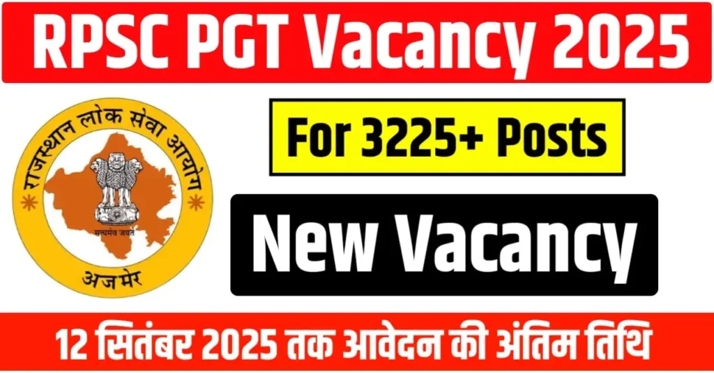 RPSC PGT (1st Grade Teacher) Vacancy 2025 For 3225 Posts