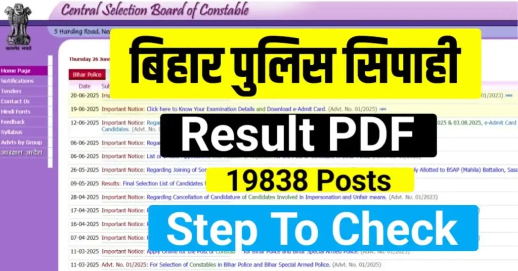 Bihar Police Result 2025 Kab Aayega